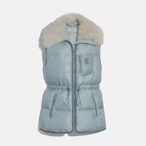 COACH PUFFER VEST WITH REMOVABLE SHEARLING COLLAR SIZE 2